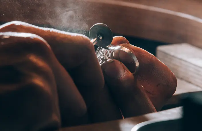 Jeweler crafting a handmade ring